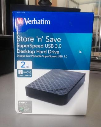 Verbatim hard disk esterno 2tb store 'n' save