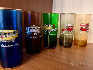 5 bicchieri vintage vetro con mezzi