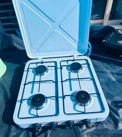 piano cottura da appoggio 4 fuochi con coperchio