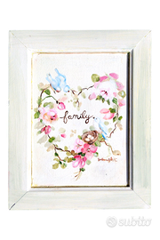 Quadretto shabby chic Family dipinto a mano