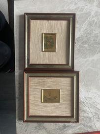 Coppia di miniature d’Arte- ottone in foglia d’oro