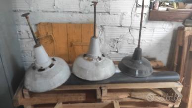 Plafoniera Lampada Luce industriale smaltata Retro