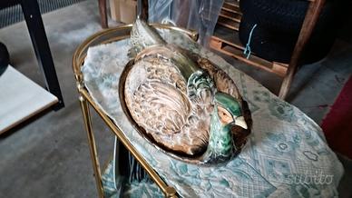 pavone in ceramica formato portavivande.