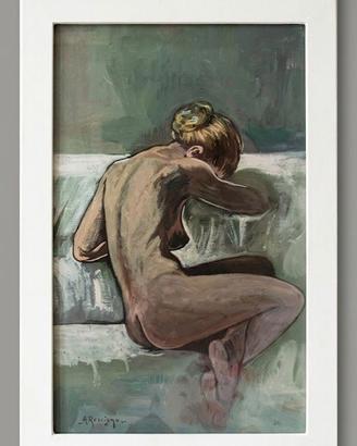 Quadro Olio su Tela Nudo Femminile F. Rescigno