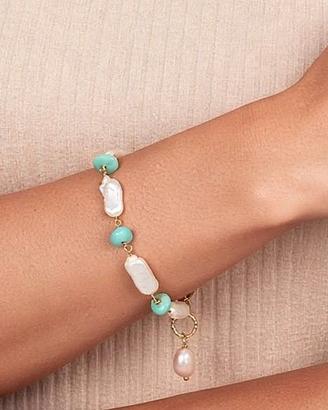 Bracciale in argento 925, perle biwa e crisoprasio