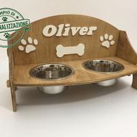 Supporto Ciotole Personalizzato con 2 ciotole