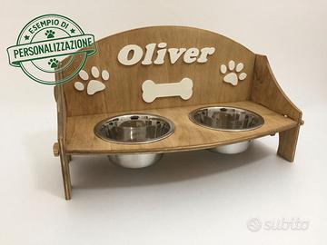 Supporto Ciotole Personalizzato con 2 ciotole