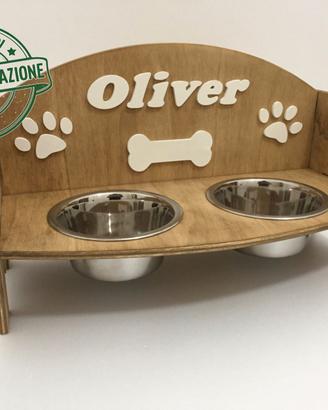Supporto Ciotole Personalizzato con 2 ciotole