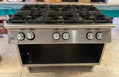 Piano cottura professionale a gas in acciaio inox