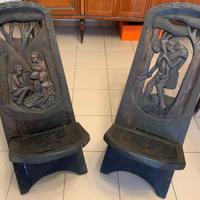 Sedie artigianato africano intarsiate a mano