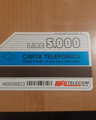 Carta telefonica rara telecom lire 5000