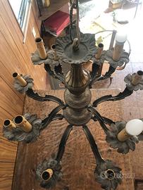 Lampadario originale Veneto in ottone brunito