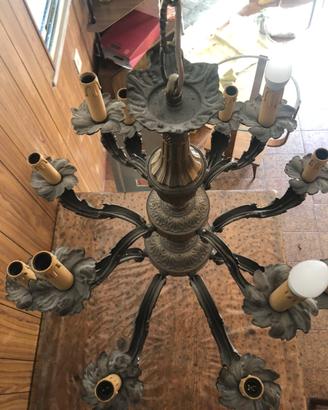 Lampadario originale Veneto in ottone brunito