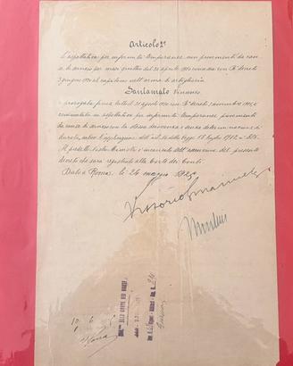 Autografo Vittorio Emanuele III e Mussolini