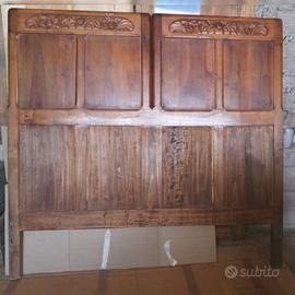 Antico Letto matrimoniale in legno massello Piemon