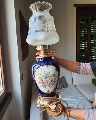 Lampada porcellana e vetro primi 900