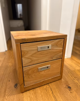Cassettiera/Comodino con due cassetti e ruote
