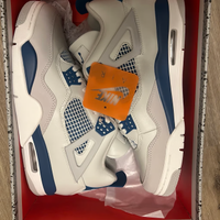AJ  4 Blu e Bianco Nuove Scarpe da Uomo Tag