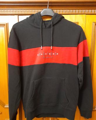 felpa uomo con cappuccio  nera e rossa tg XL