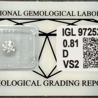 0.81 D VS2 Diamante NATURALE Brillante Sconto -60%