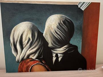 Quadro magritte  gli amanti il bacio