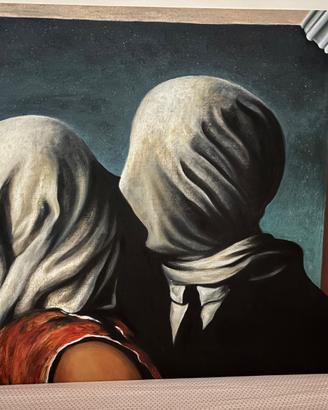 Quadro magritte  gli amanti il bacio