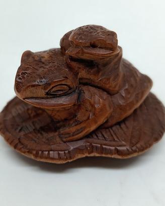antico netsuke rospi firmato Masanao giapponese Ed