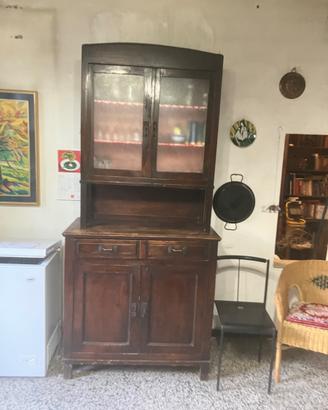 Credenza con alzata a vetrina, primi '900