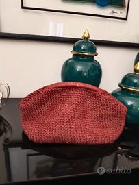 clutch in rafia ruggine