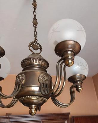 Lampadario in ottone brunito+lampada
