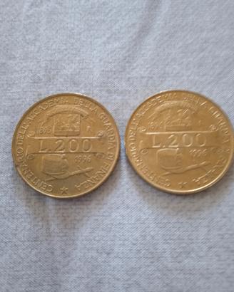 200 LIRE 1896/1996.  2 pz. Cent.  Guardia di Finan