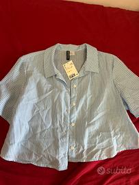 camicia crop a righe h&m