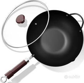 32 cm/12,6'' Wok Antiaderente in Acciaio al Carbo