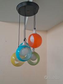 lampadario colorato space age 