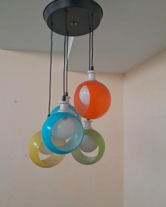 lampadario colorato space age 