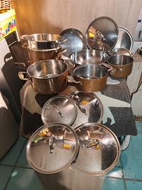 batteria di pentole in rame