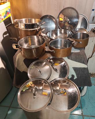 batteria di pentole in rame