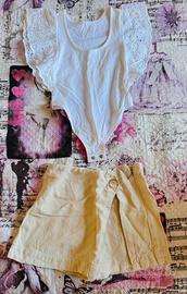 Completo Zara bambina bianco e beige 6 anni