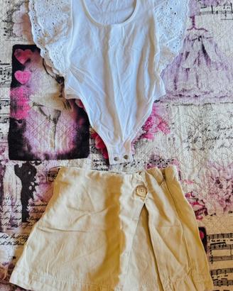 Completo Zara bambina bianco e beige 6 anni