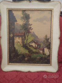 Quadro antico vintage paesaggio olio cornice
