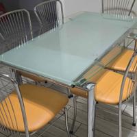 Tavolo vetro temperato con 6 sedie