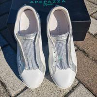 Scarpe Apepazza Sport bianche con dettagli argento