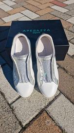 Scarpe Apepazza Sport bianche con dettagli argento