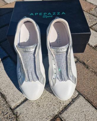 Scarpe Apepazza Sport bianche con dettagli argento