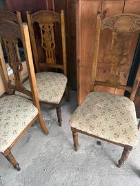 4 sedie legno noce imbottite