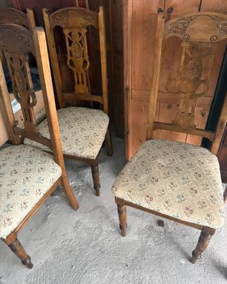 4 sedie legno noce imbottite