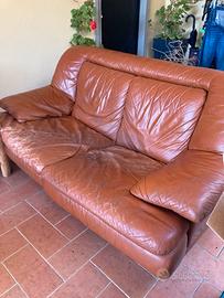 divano vera pelle marrone 2 posti