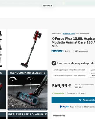 Rowenta aspirapolvere x-force flex 12.60 animal