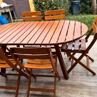 Tavolo da giardino in legno massello con 6 sedie