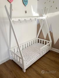 Letto montessori indiano bianco per bambini